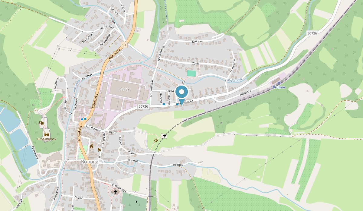 Mapa s vyznačenou polohou provozovny MTM Motorsport